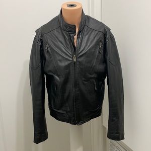 Hudson leather biker jacket zip